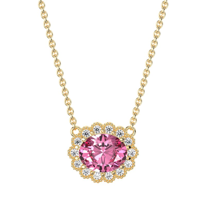 Antique Oval Halo Necklace