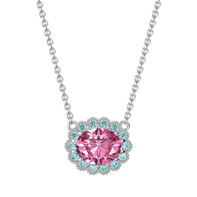 Antique Oval Halo Necklace