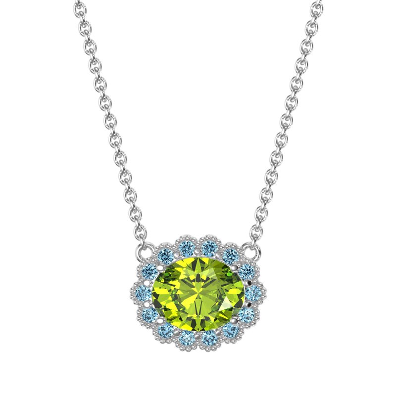 Antique Oval Halo Necklace