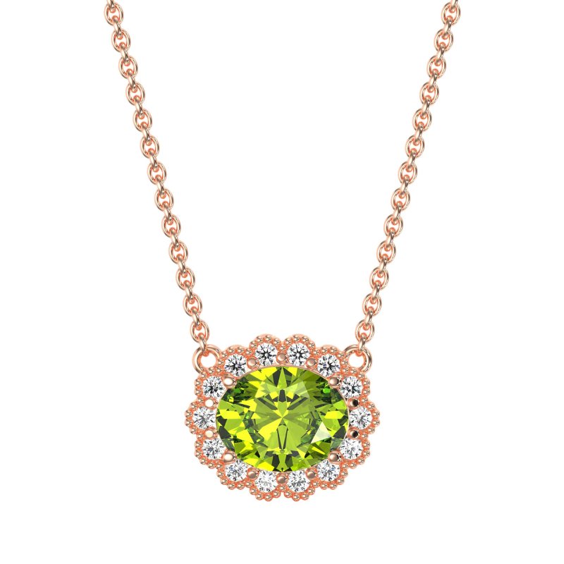 Antique Oval Halo Necklace