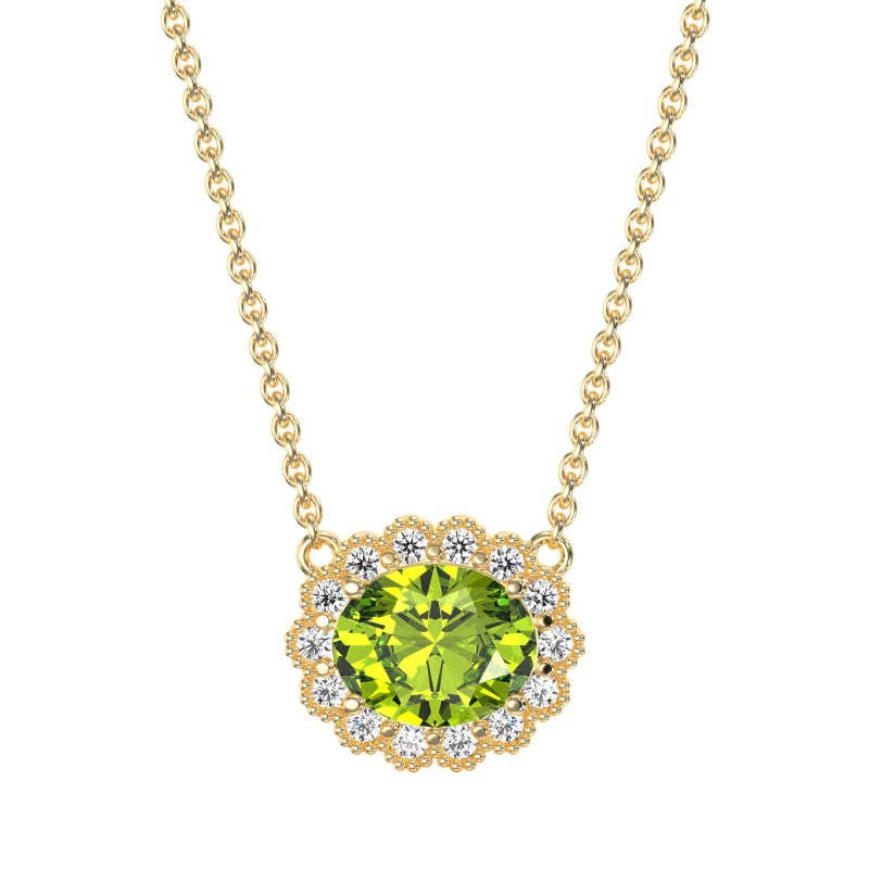Antique Oval Halo Necklace