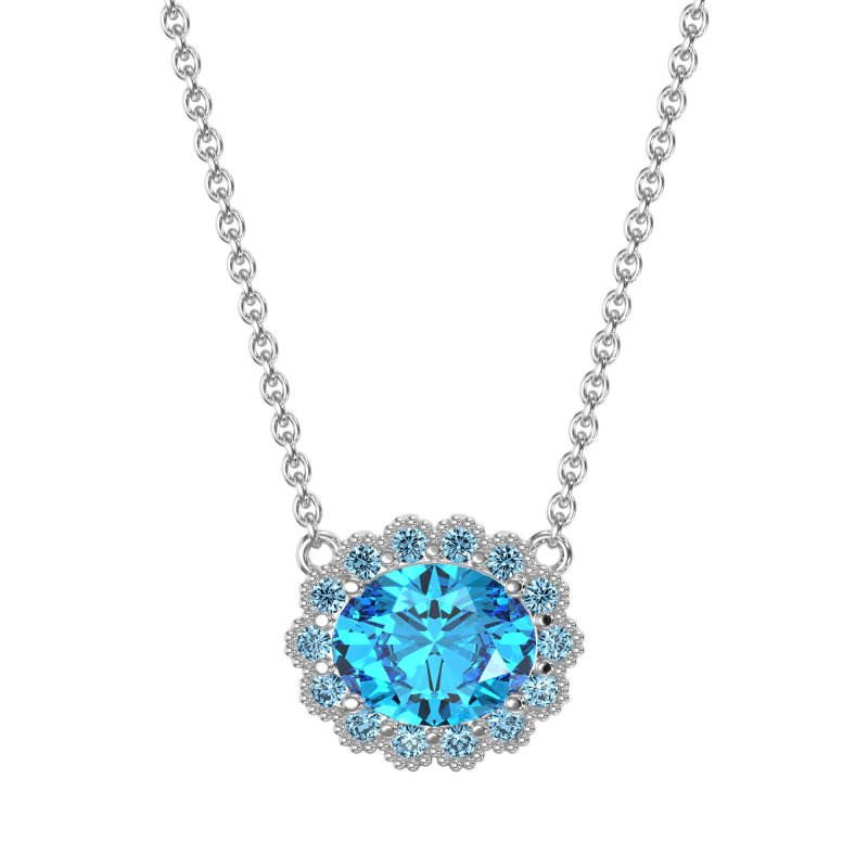 Antique Oval Halo Necklace