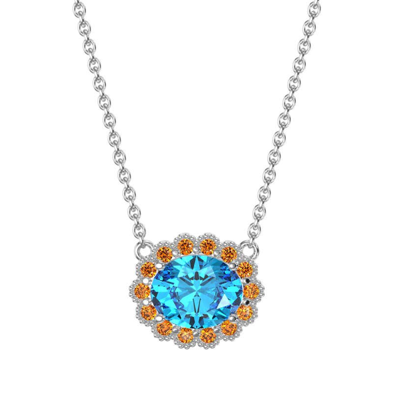 Antique Oval Halo Necklace