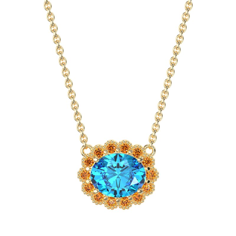Antique Oval Halo Necklace