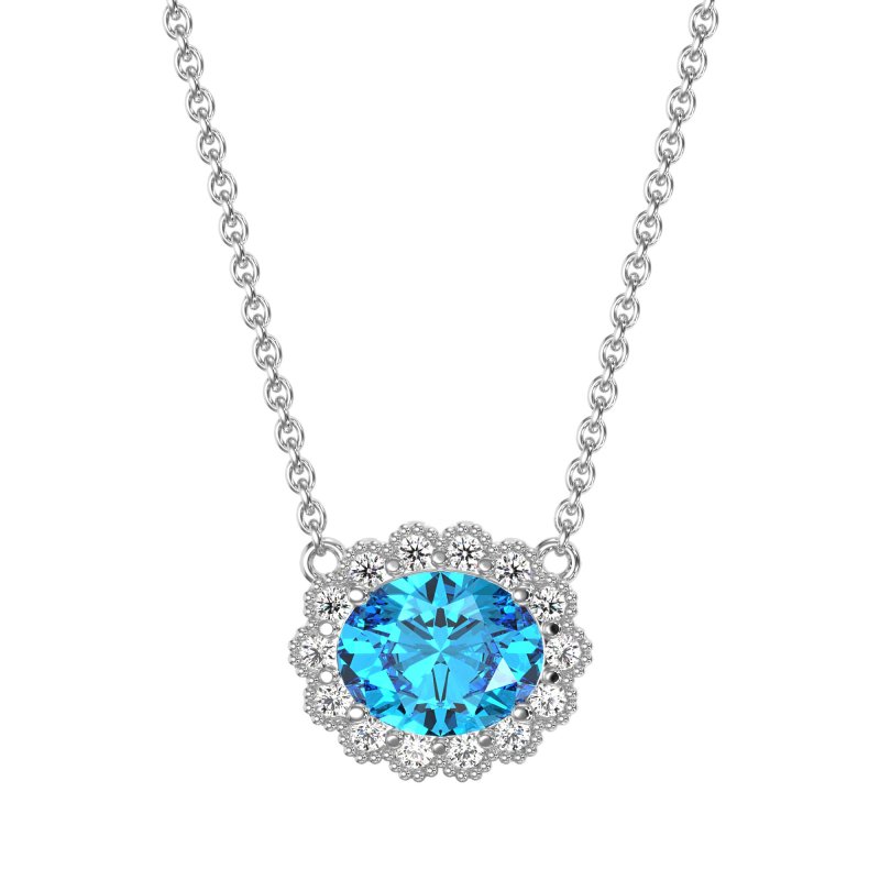 Antique Oval Halo Necklace