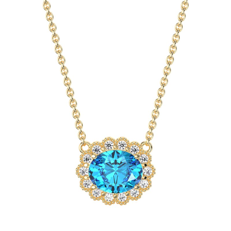 Antique Oval Halo Necklace