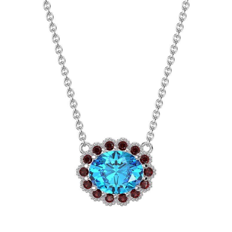 Antique Oval Halo Necklace
