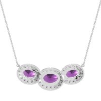 Three Oval Halo Necklace