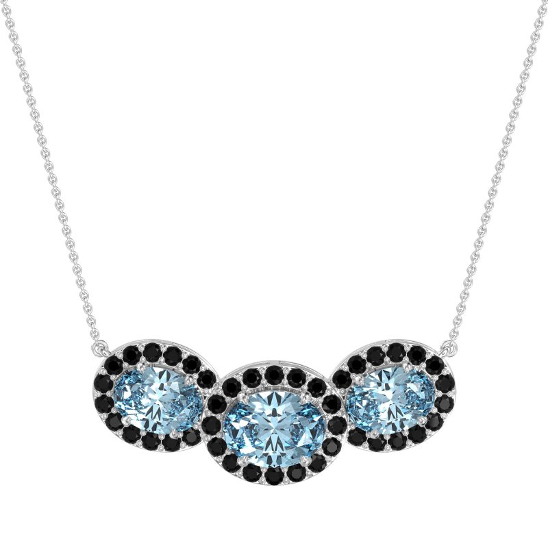 Three Oval Halo Necklace