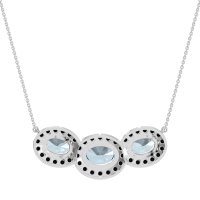 Three Oval Halo Necklace