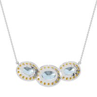 Three Oval Halo Necklace