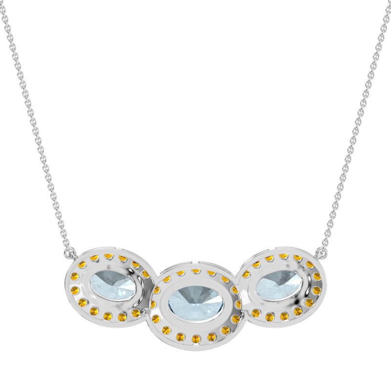 Three Oval Halo Necklace