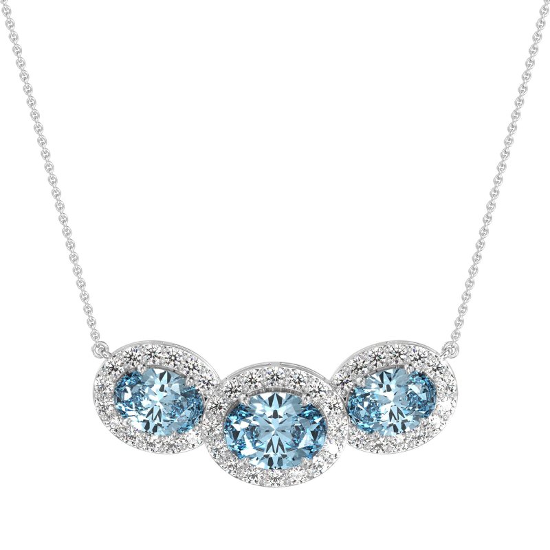 Three Oval Halo Necklace