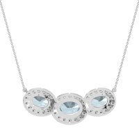 Three Oval Halo Necklace