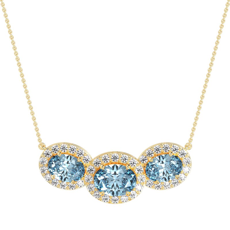 Three Oval Halo Necklace