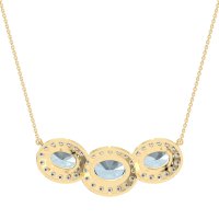 Three Oval Halo Necklace