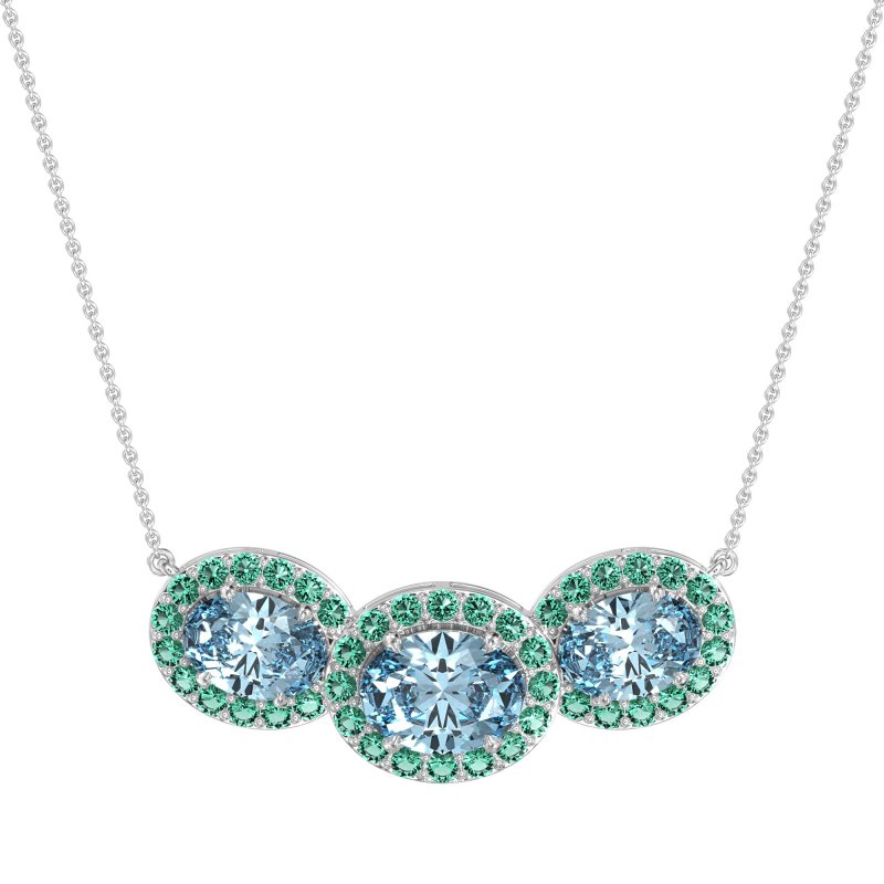 Three Oval Halo Necklace