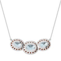 Three Oval Halo Necklace