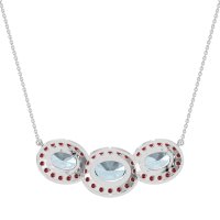 Three Oval Halo Necklace
