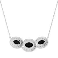 Three Oval Halo Necklace