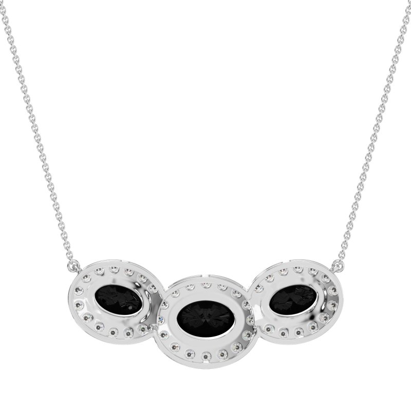 Three Oval Halo Necklace