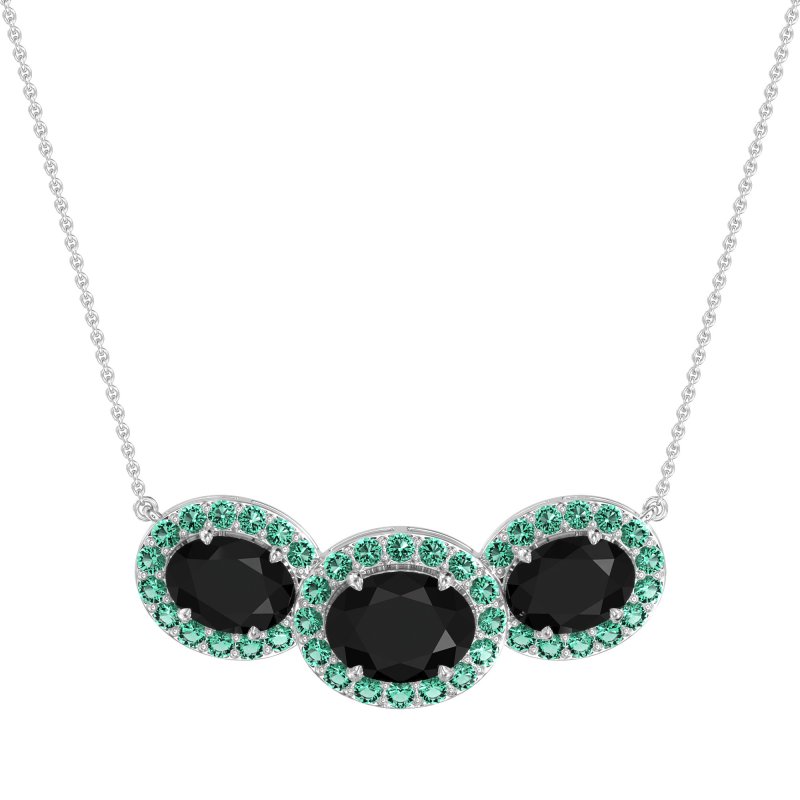 Three Oval Halo Necklace