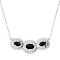 Three Oval Halo Necklace