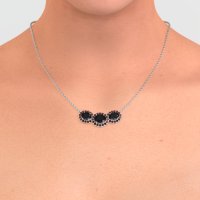 Three Oval Halo Necklace