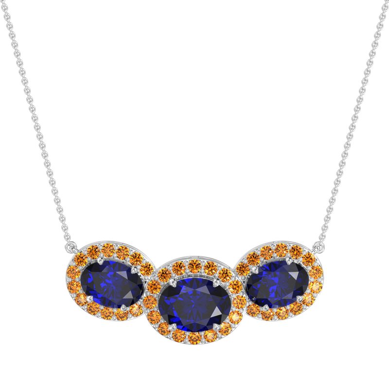 Three Oval Halo Necklace