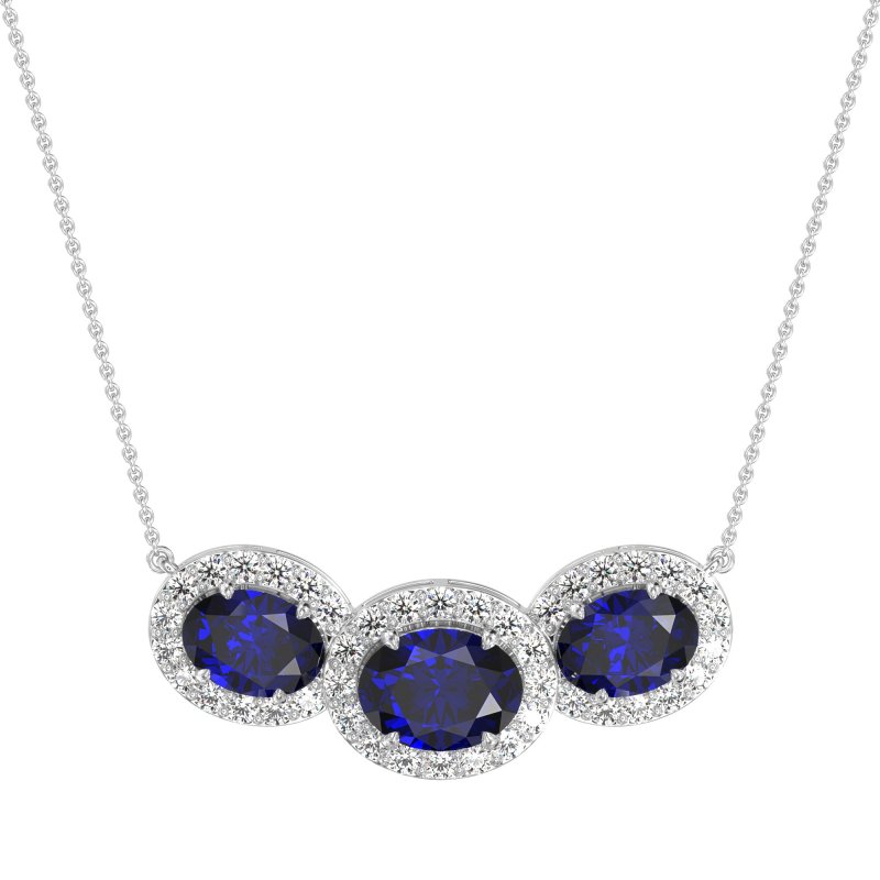 Three Oval Halo Necklace