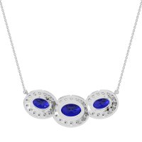Three Oval Halo Necklace