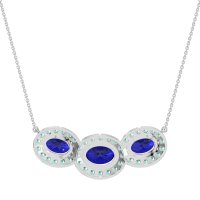 Three Oval Halo Necklace