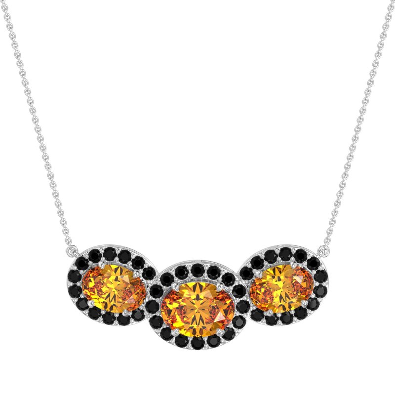 Three Oval Halo Necklace