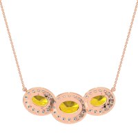 Three Oval Halo Necklace