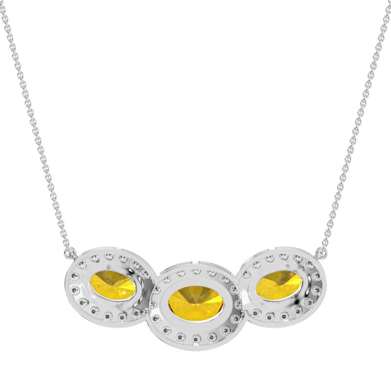 Three Oval Halo Necklace
