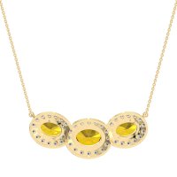 Three Oval Halo Necklace