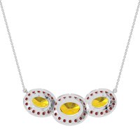 Three Oval Halo Necklace
