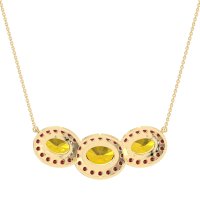 Three Oval Halo Necklace