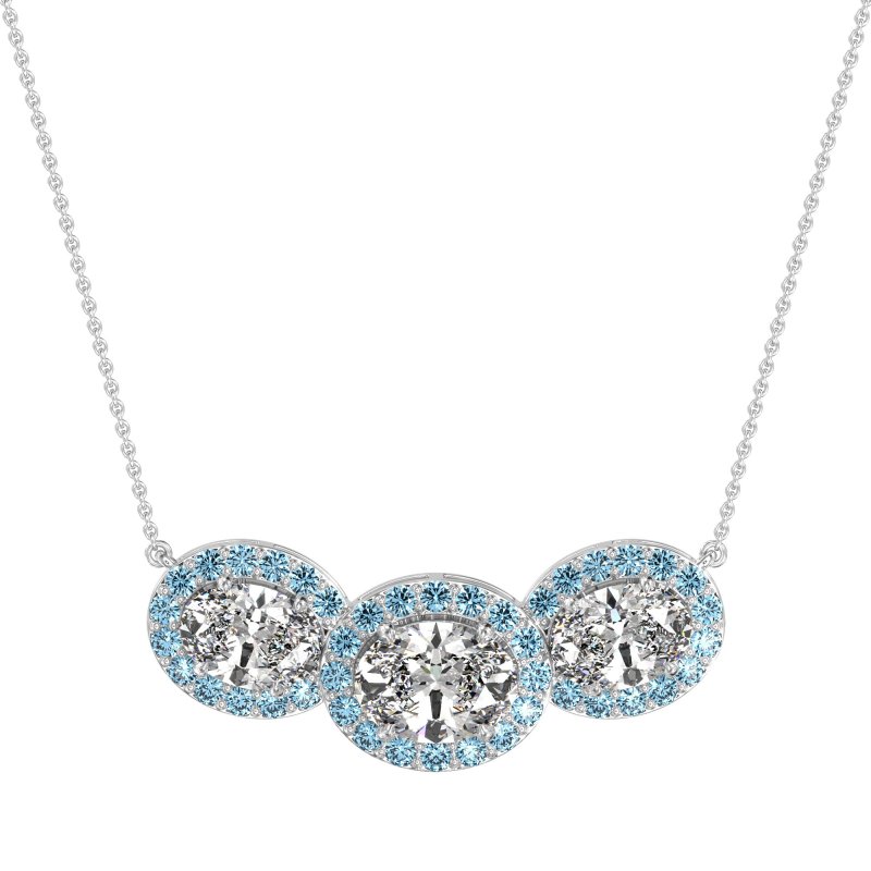 Three Oval Halo Necklace