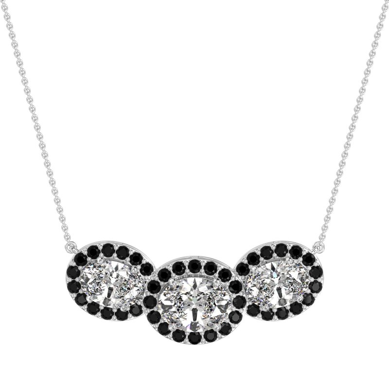 Three Oval Halo Necklace