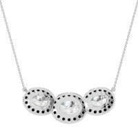 Three Oval Halo Necklace