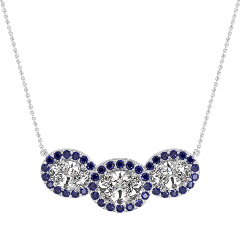 Three Oval Halo Necklace