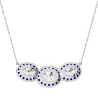 Three Oval Halo Necklace