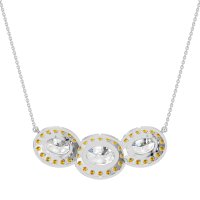 Three Oval Halo Necklace
