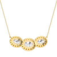 Three Oval Halo Necklace
