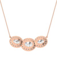 Three Oval Halo Necklace