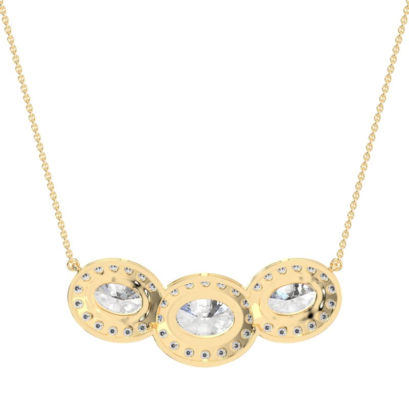 Three Oval Halo Necklace