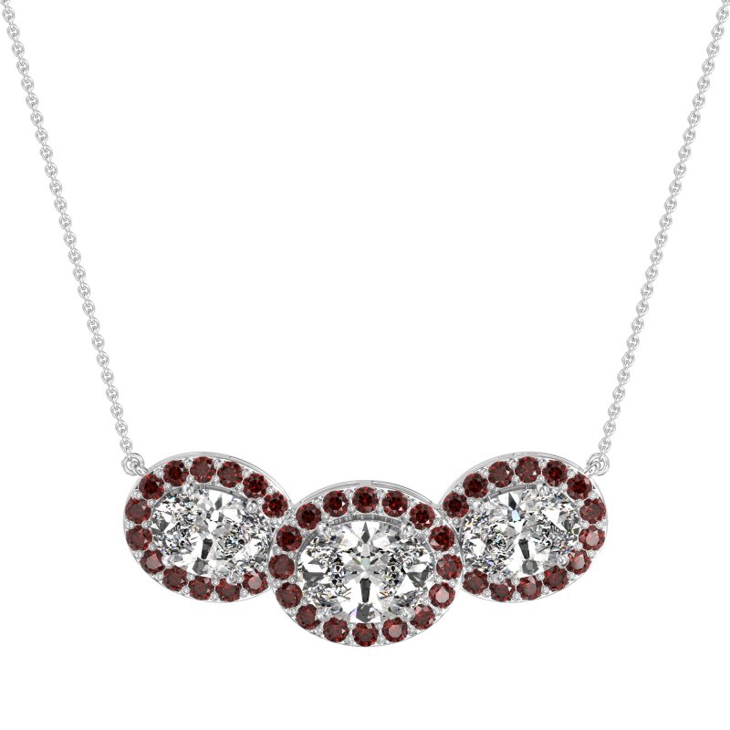 Three Oval Halo Necklace