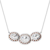 Three Oval Halo Necklace