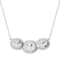 Three Oval Halo Necklace